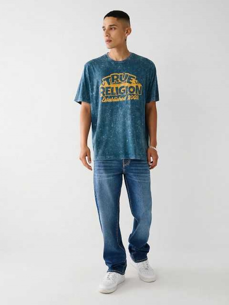 Camiseta True Religion True Relaxed Hombre Azules | Colombia-WKDQRJU46