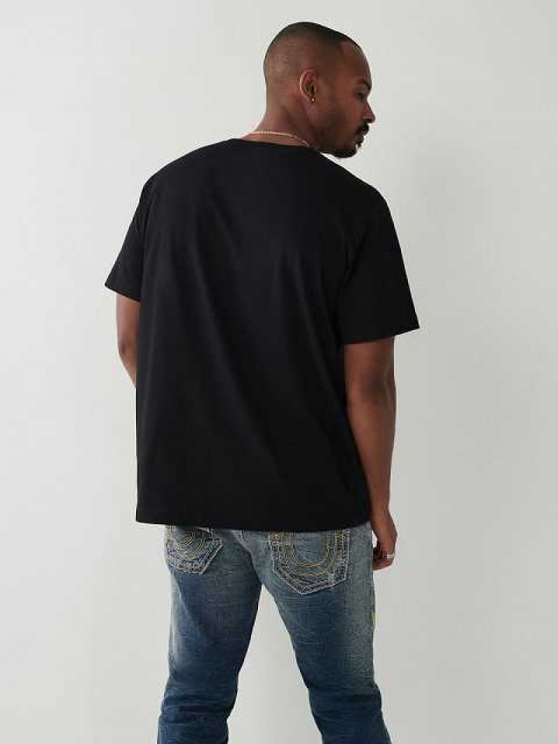 Camiseta True Religion True Relaxed Hombre Negras | Colombia-SADEQTP45