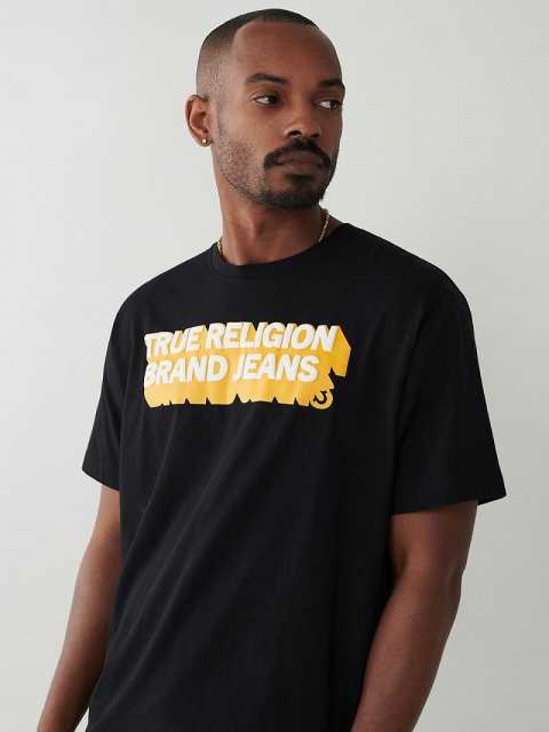 Camiseta True Religion True Relaxed Hombre Negras | Colombia-SADEQTP45