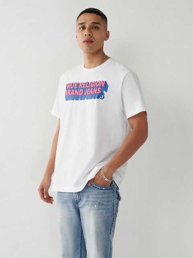 Camiseta True Religion True Relaxed Hombre Blancas | Colombia-QXOZUCW54