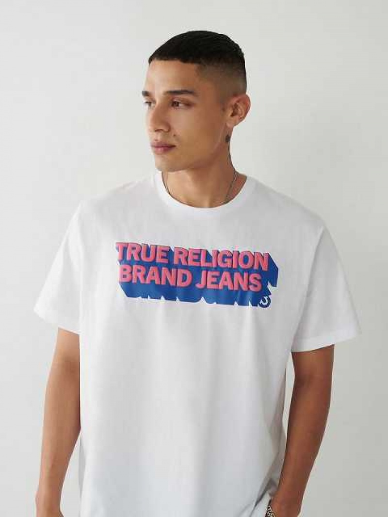 Camiseta True Religion True Relaxed Hombre Blancas | Colombia-QXOZUCW54