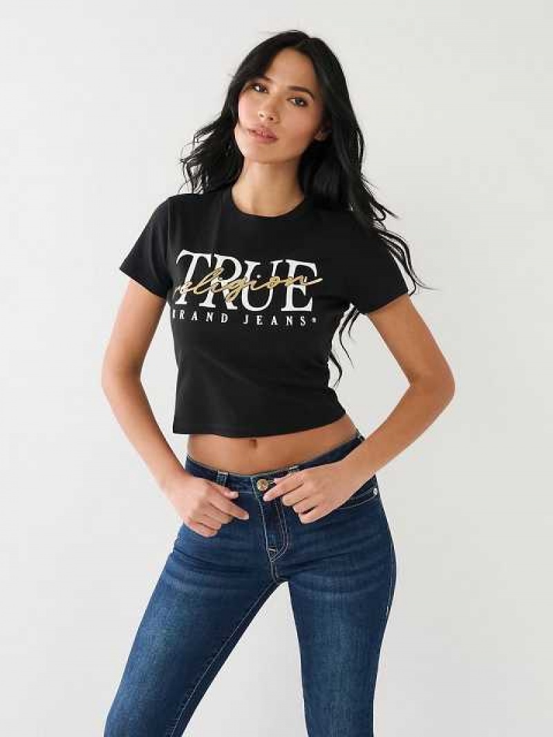 Camiseta True Religion True Rlgn Crew Mujer Negras | Colombia-LJYHWEB71