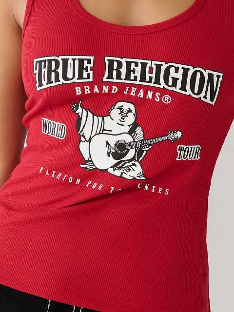 Camiseta sin Manga True Religion Buddha Logo Mujer Rojas | Colombia-QLZPTID47