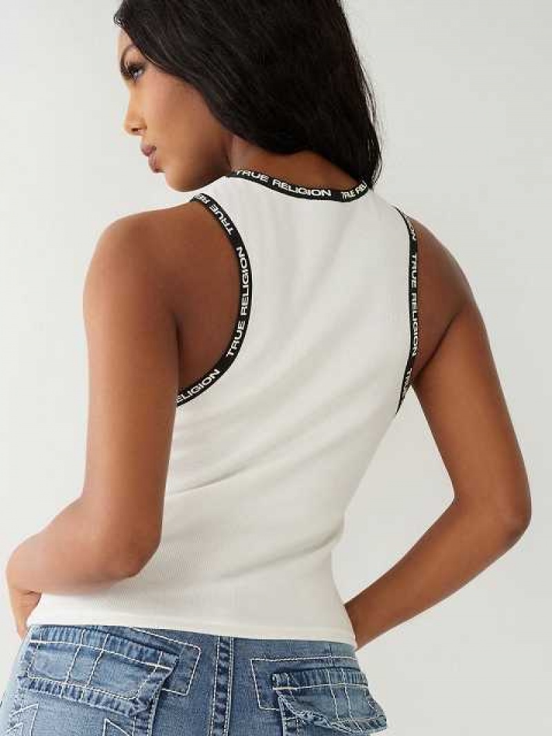 Camiseta sin Manga True Religion Cut Out Mujer Blancas | Colombia-XBOMTKQ24