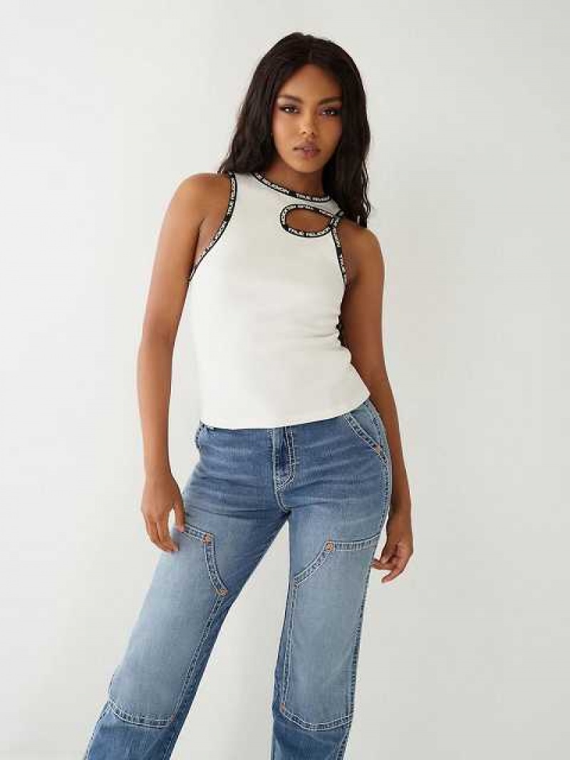 Camiseta sin Manga True Religion Cut Out Mujer Blancas | Colombia-XBOMTKQ24