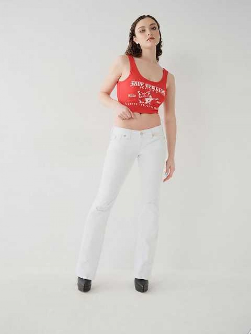 Camiseta sin Manga True Religion Logo Crop Mujer Rojas | Colombia-ANGKTJP95