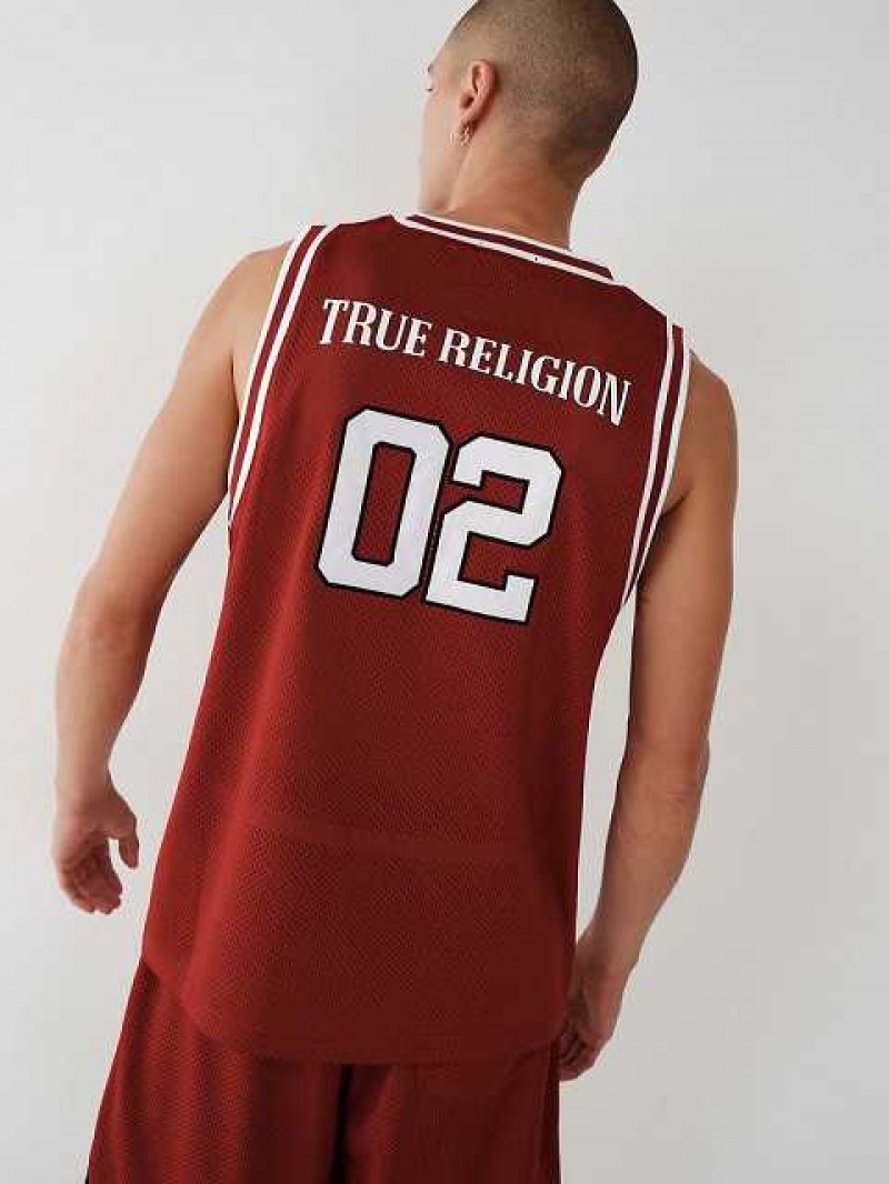 Camiseta sin Manga True Religion Mesh Jersey Hombre Rojas | Colombia-AUTKZDG71