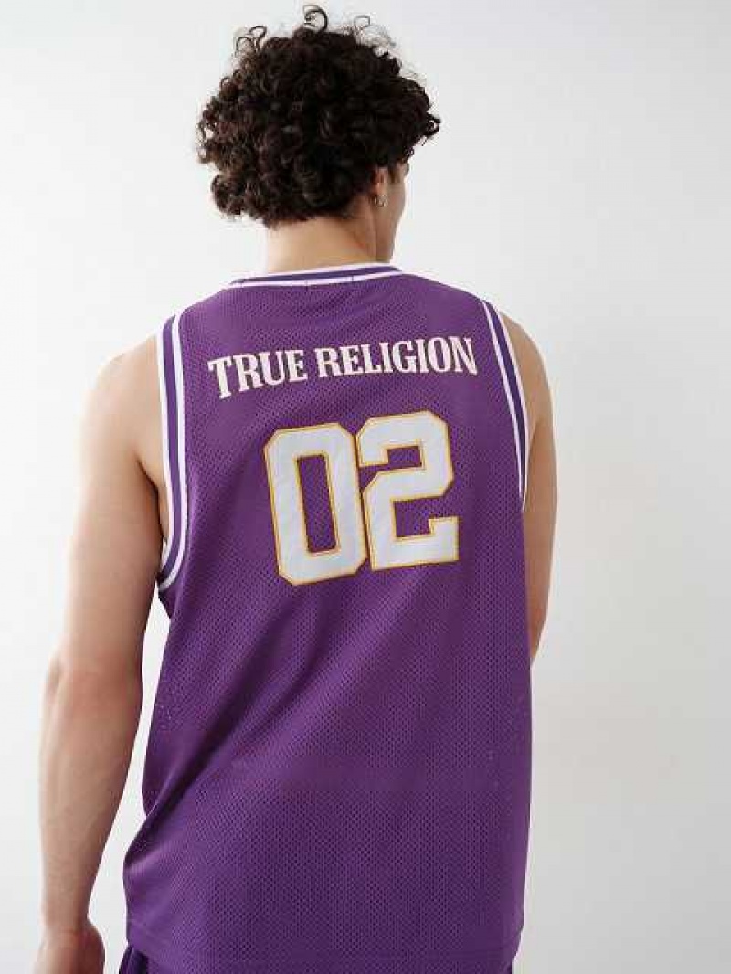 Camiseta sin Manga True Religion Mesh Jersey Hombre Moradas | Colombia-TBFSHYU68