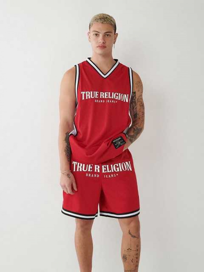 Camiseta sin Manga True Religion Mesh Jersey Hombre Rojas | Colombia-ZFVADRY79