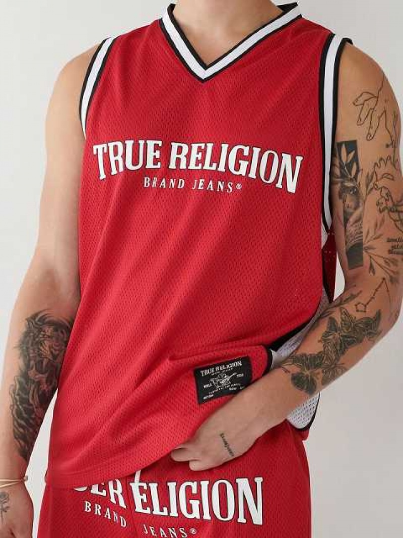 Camiseta sin Manga True Religion Mesh Jersey Hombre Rojas | Colombia-ZFVADRY79