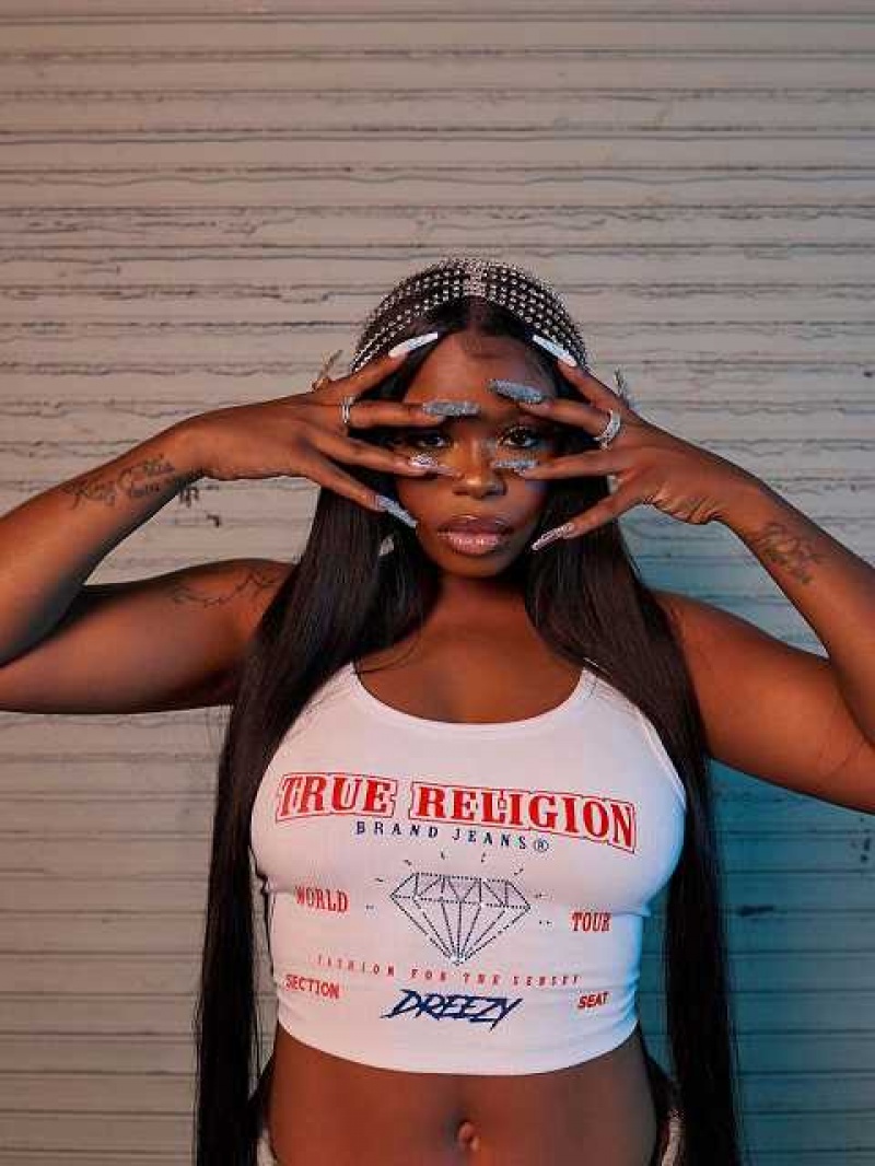 Camiseta sin Manga True Religion Tr X Dreezy Logo Mujer Blancas | Colombia-IEQRAWJ17