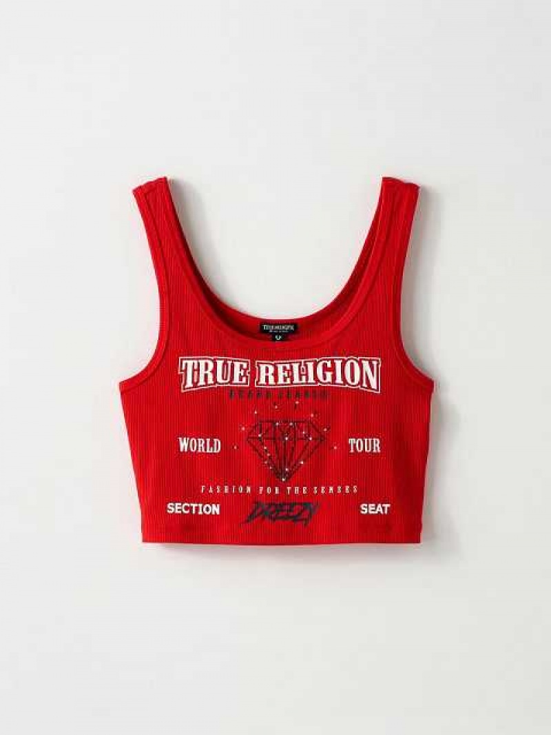 Camiseta sin Manga True Religion Tr X Dreezy Logo Mujer Rojas | Colombia-JDLGSEB53