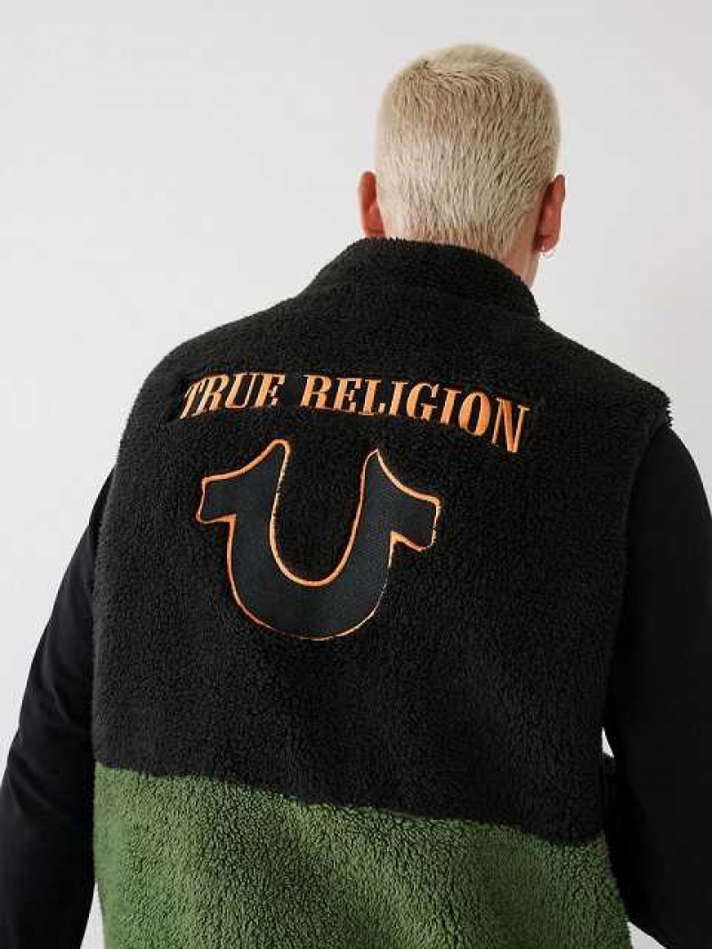 Chaleco True Religion Faux Shearling Hombre Negras | Colombia-ETCKNRG42