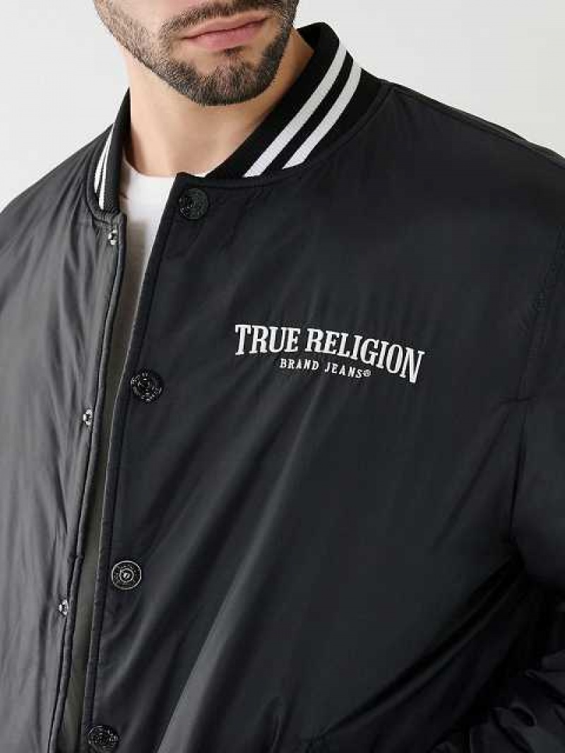 Chaqueta True Religion Arched Tr Bomber Hombre Negras | Colombia-XMNZKYQ30