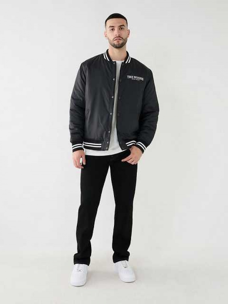 Chaqueta True Religion Arched Tr Bomber Hombre Negras | Colombia-XMNZKYQ30