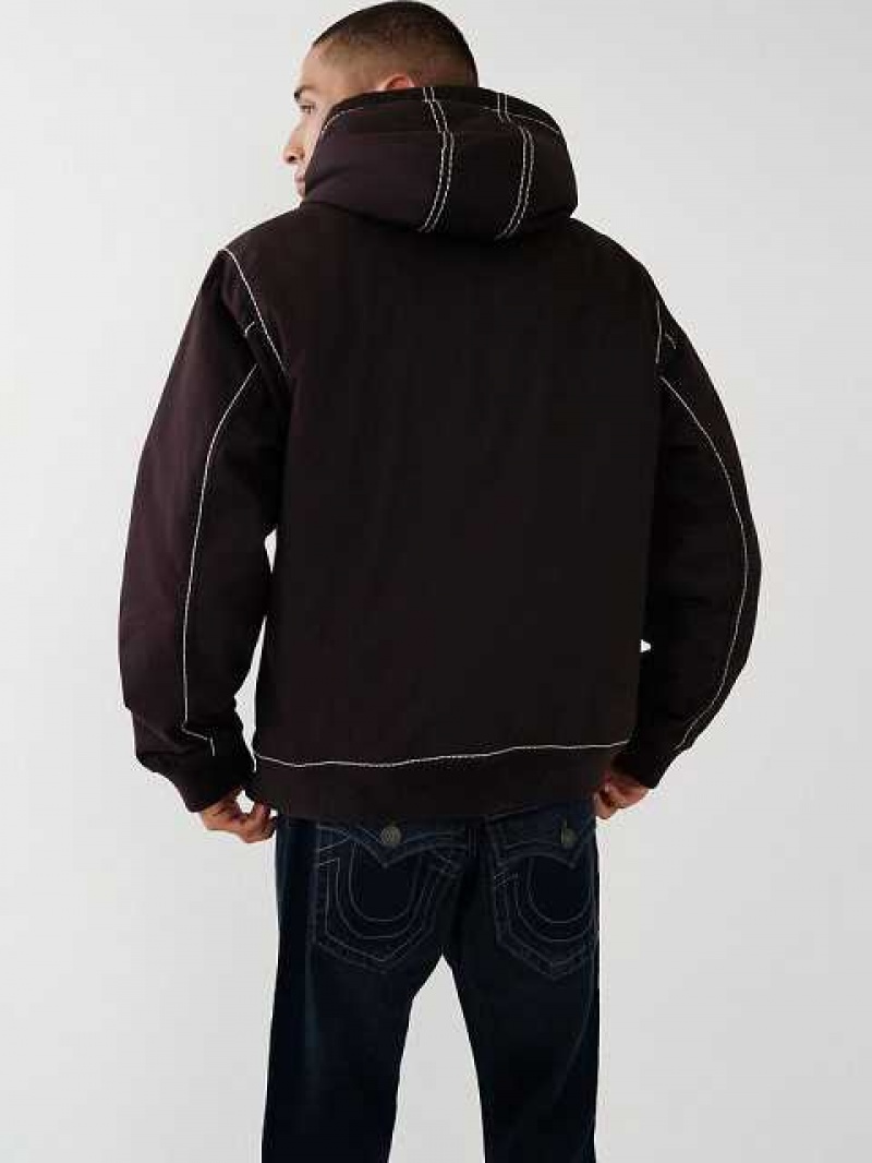 Chaqueta True Religion Big T Encapuchado Hombre Negras | Colombia-ZRGYUID54