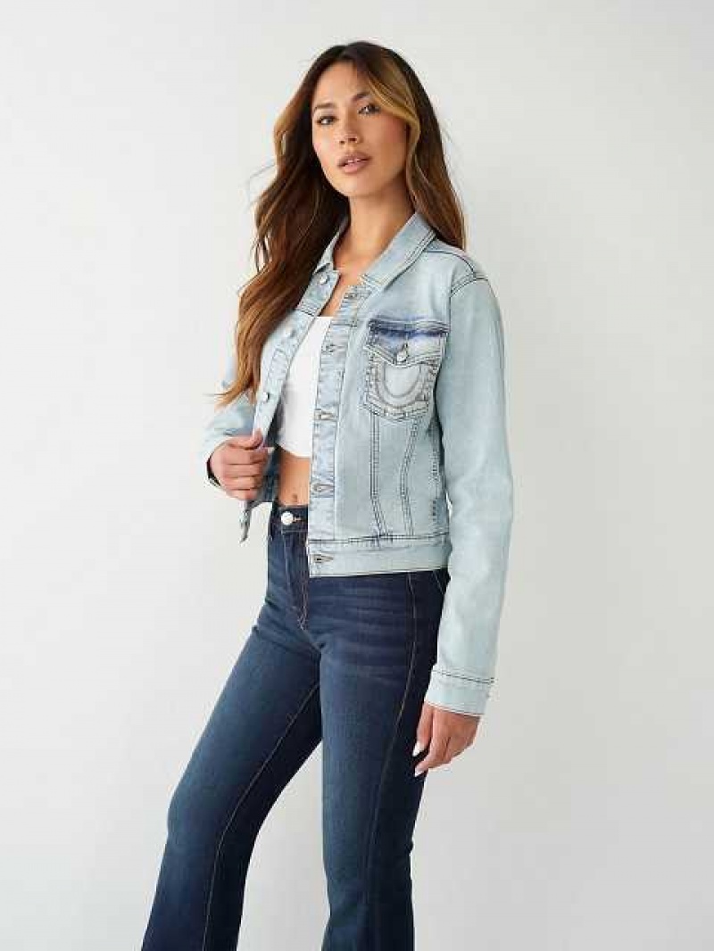 Chaqueta True Religion Buddha Denim Mujer Blancas | Colombia-VTDZHBQ20