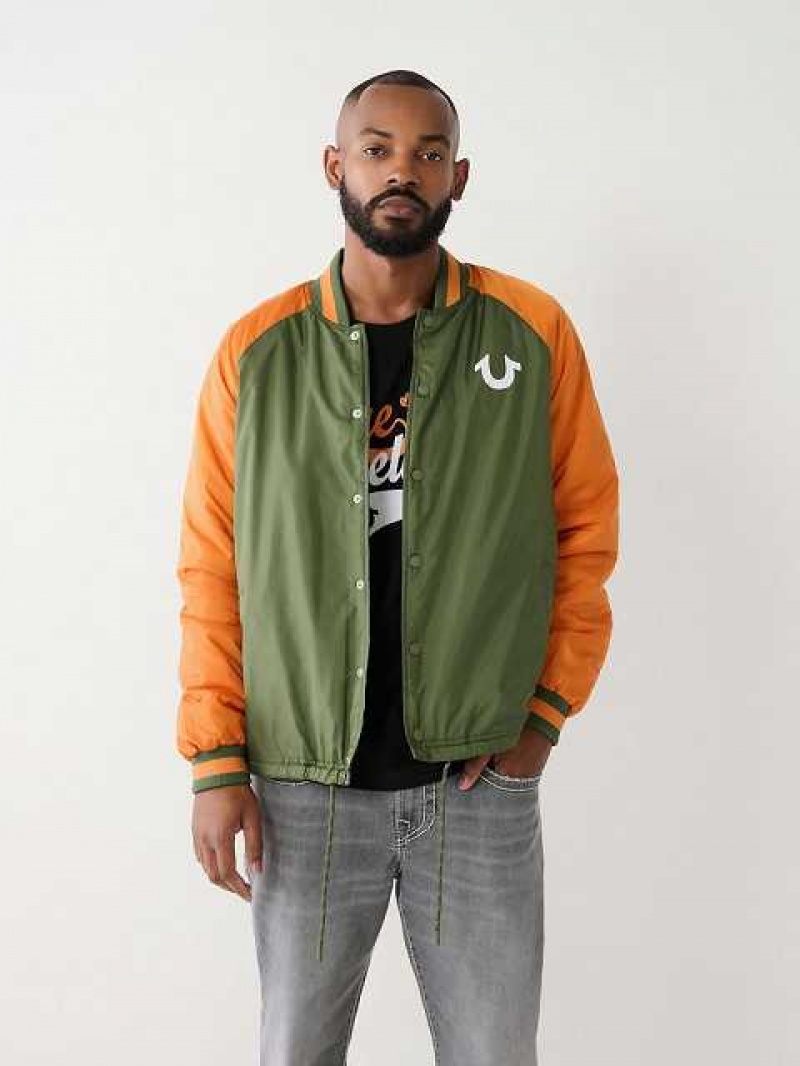 Chaqueta True Religion Coach Bomber Hombre Marrones Verde | Colombia-DCBKOVQ35