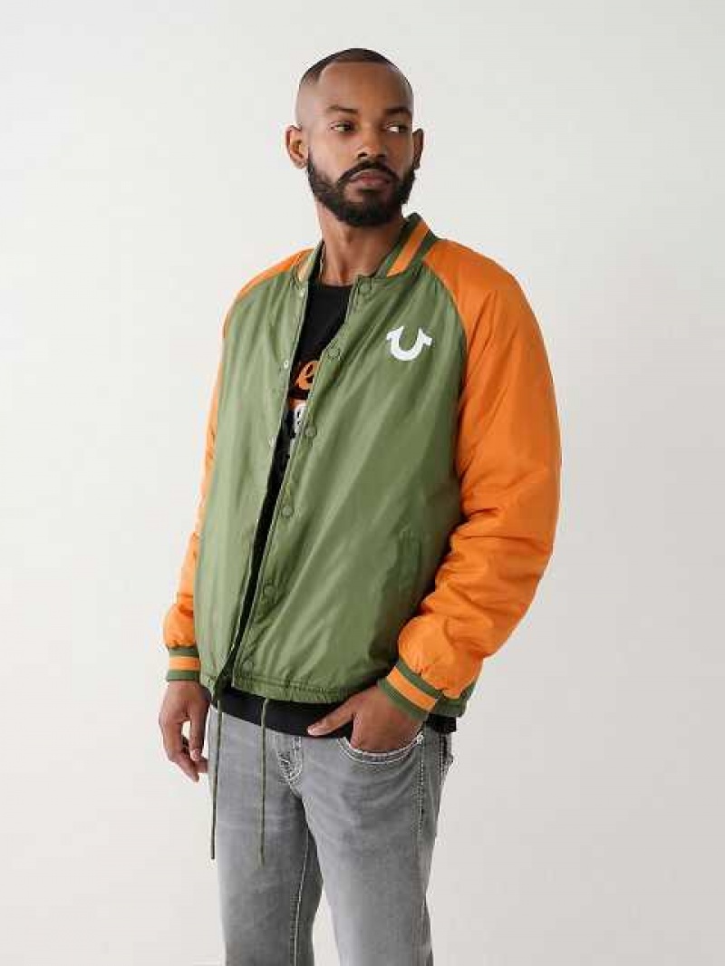 Chaqueta True Religion Coach Bomber Hombre Marrones Verde | Colombia-DCBKOVQ35