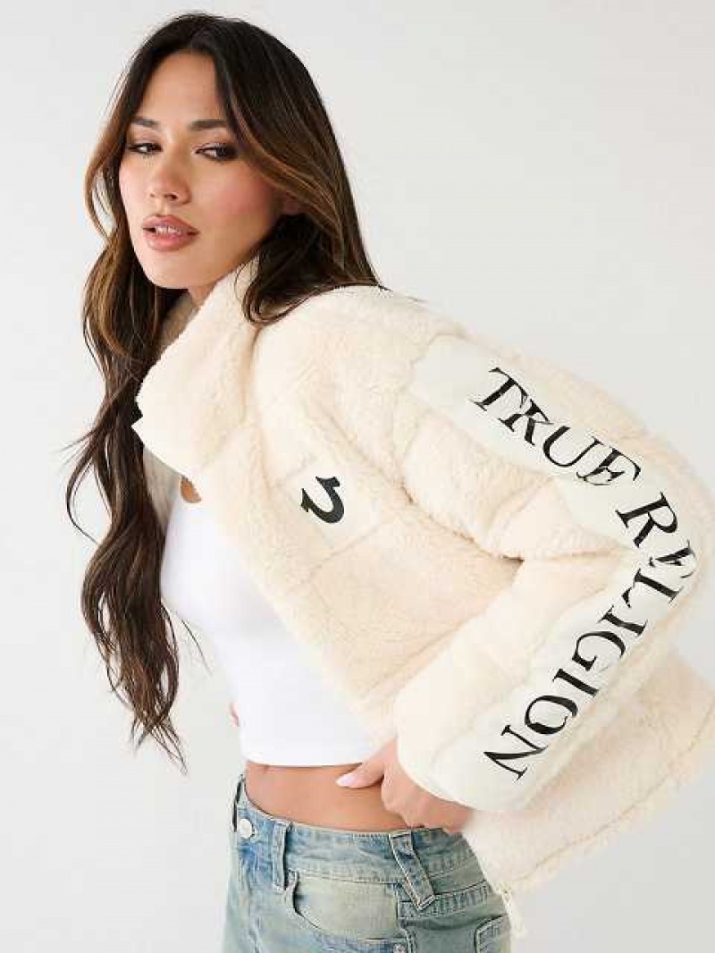 Chaqueta True Religion Faux Shearling Puffer Mujer Blancas | Colombia-CTOIZMD31