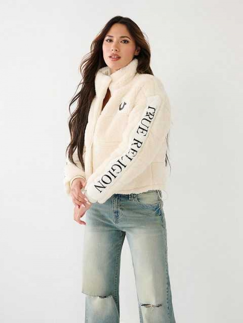 Chaqueta True Religion Faux Shearling Puffer Mujer Blancas | Colombia-CTOIZMD31