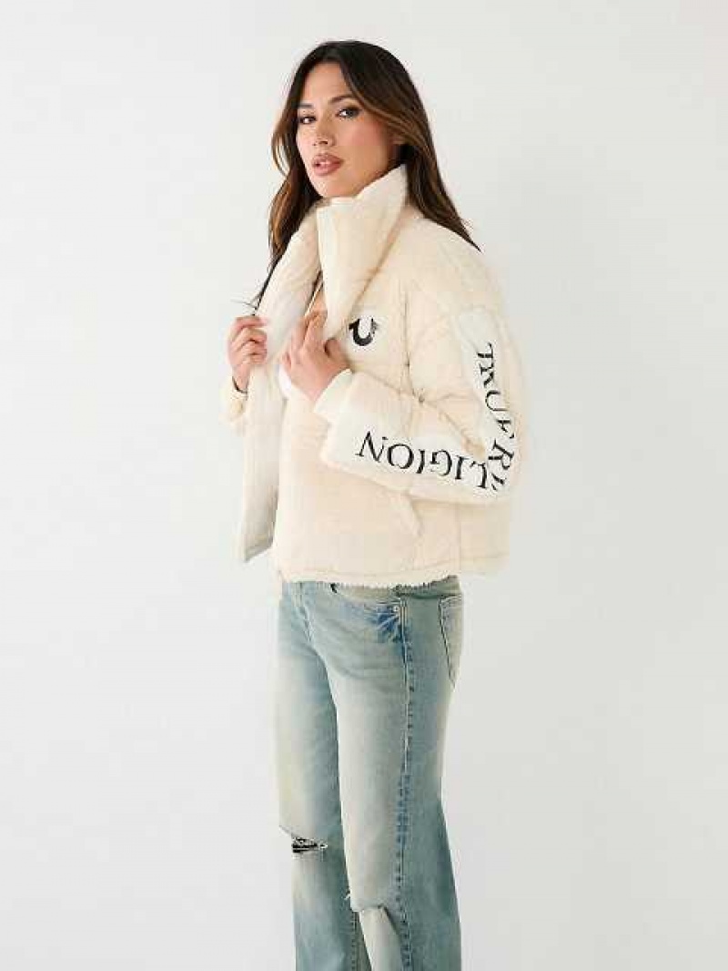 Chaqueta True Religion Faux Shearling Puffer Mujer Blancas | Colombia-CTOIZMD31