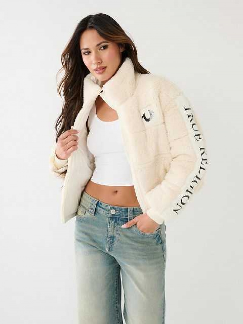 Chaqueta True Religion Faux Shearling Puffer Mujer Blancas | Colombia-CTOIZMD31