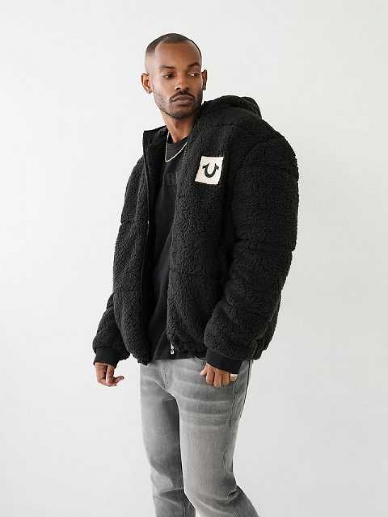 Chaqueta True Religion Faux Shearling Puffer Hombre Negras | Colombia-MLRYHQJ42