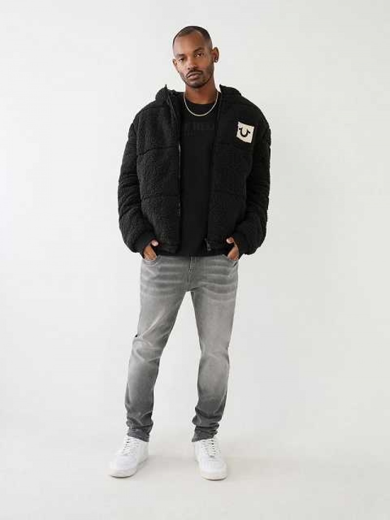 Chaqueta True Religion Faux Shearling Puffer Hombre Negras | Colombia-MLRYHQJ42