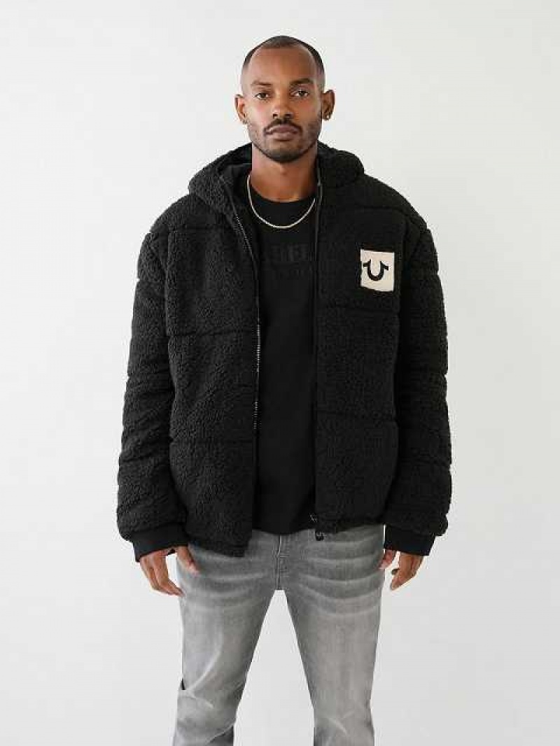 Chaqueta True Religion Faux Shearling Puffer Hombre Negras | Colombia-MLRYHQJ42