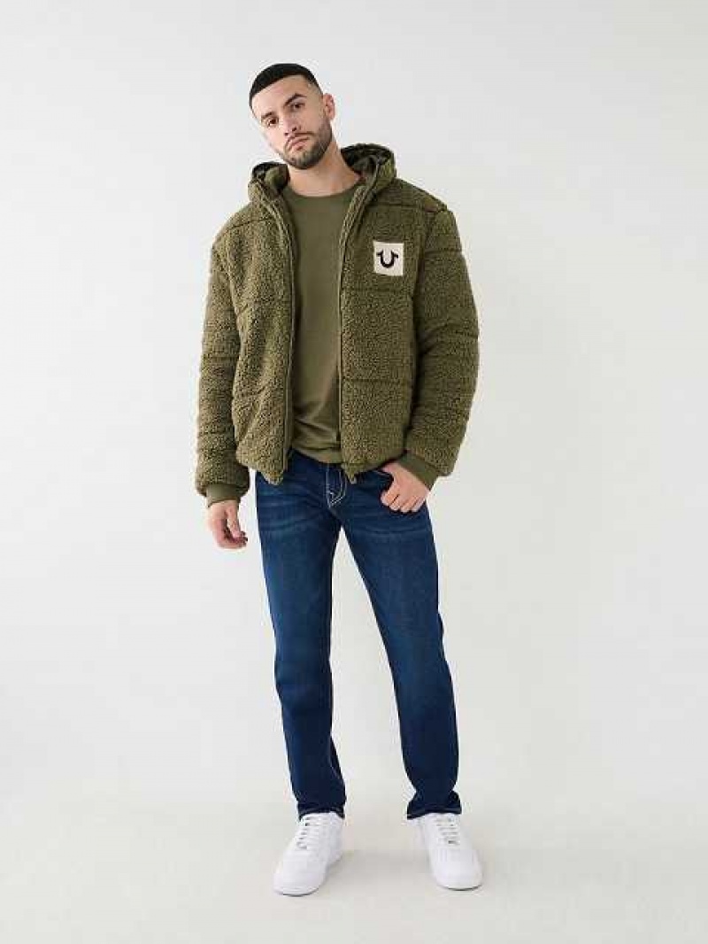 Chaqueta True Religion Faux Shearling Puffer Hombre Verde Oliva | Colombia-FQXPISH15