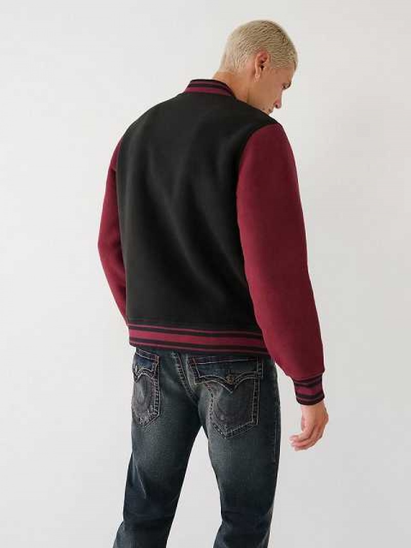 Chaqueta True Religion Fleece Varsity Hombre Negras Rojas | Colombia-DSYMPAI50