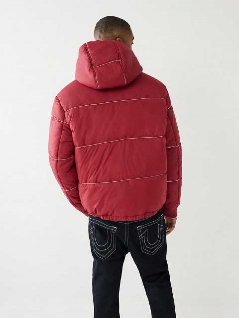 Chaqueta True Religion Horseshoe Logo Big T Puffer Hombre Fucsia | Colombia-VWBIAML70