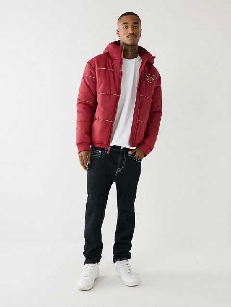 Chaqueta True Religion Horseshoe Logo Big T Puffer Hombre Fucsia | Colombia-VWBIAML70