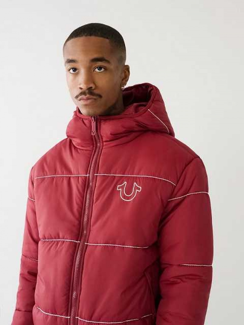 Chaqueta True Religion Horseshoe Logo Big T Puffer Hombre Fucsia | Colombia-VWBIAML70