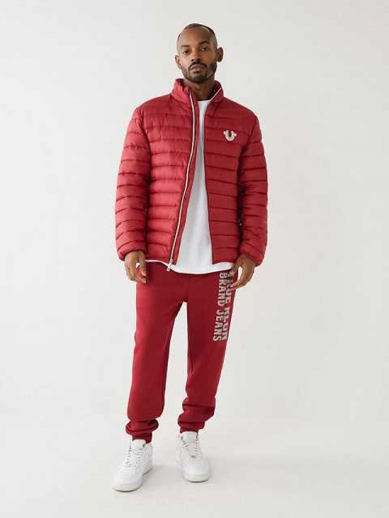 Chaqueta True Religion Horseshoe Logo Puffer Hombre Rojas | Colombia-QLOGVCY86