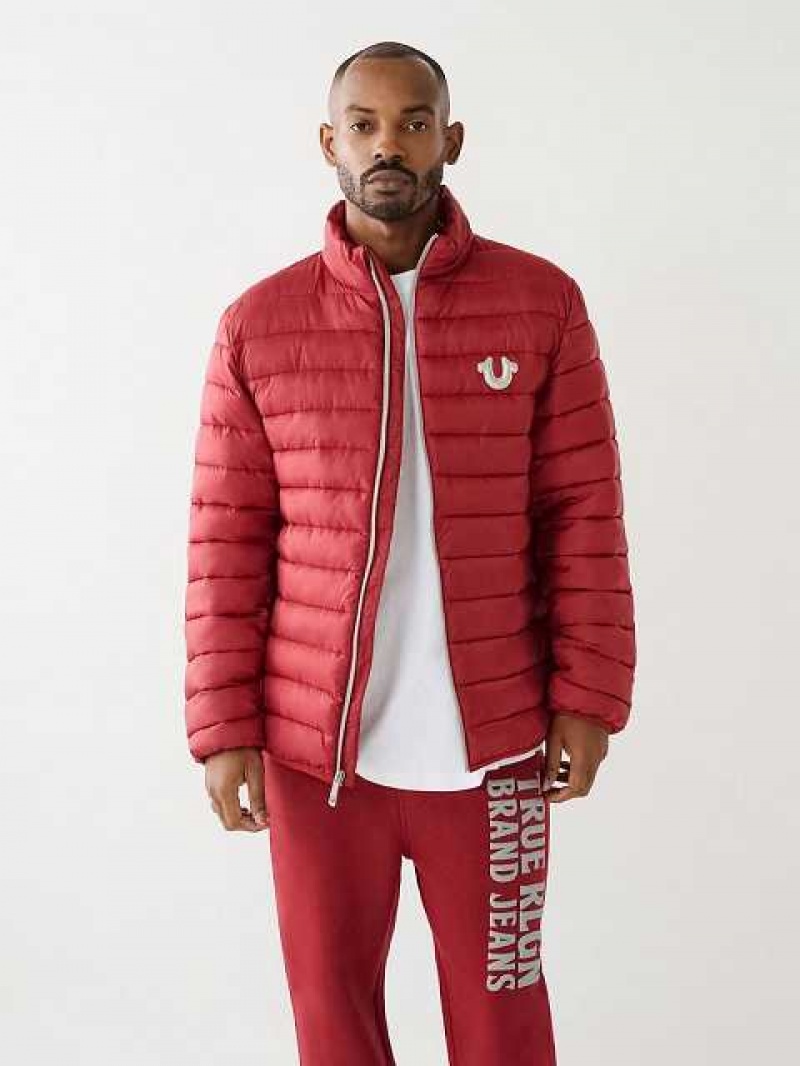 Chaqueta True Religion Horseshoe Logo Puffer Hombre Rojas | Colombia-QLOGVCY86