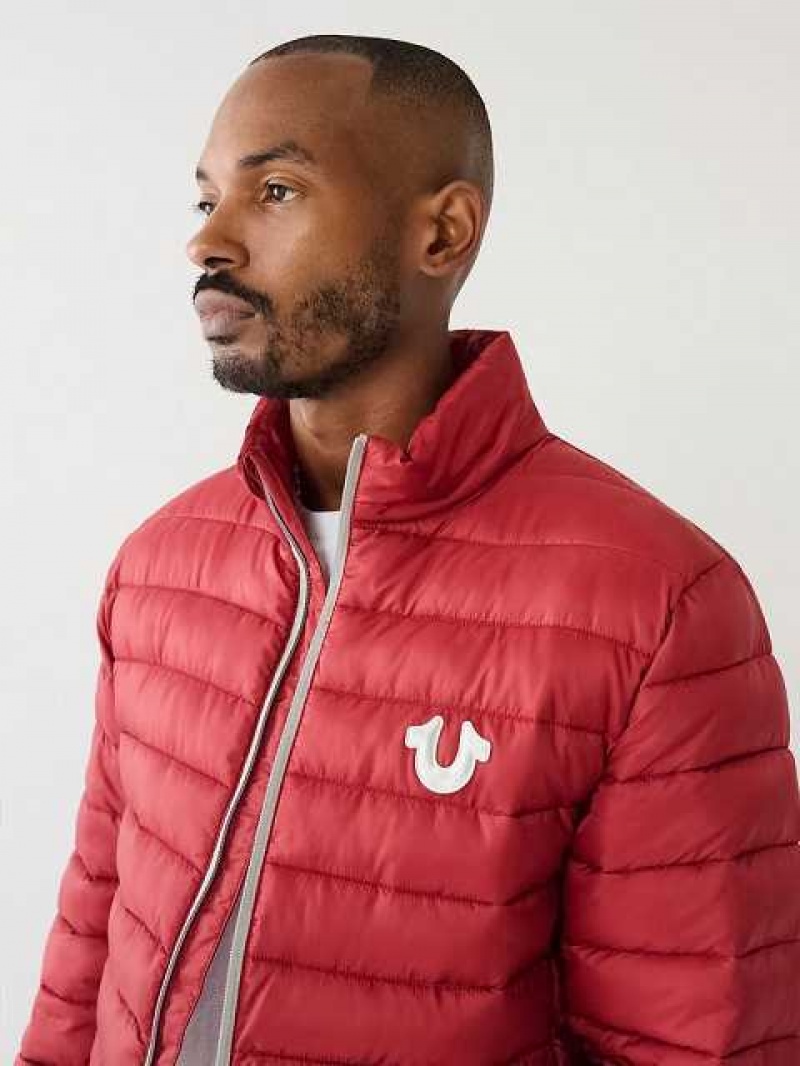 Chaqueta True Religion Horseshoe Logo Puffer Hombre Rojas | Colombia-QLOGVCY86