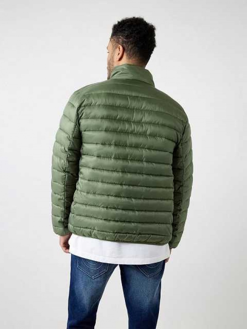 Chaqueta True Religion Horseshoe Logo Puffer Hombre Marrones Verde | Colombia-TPBLXSG72