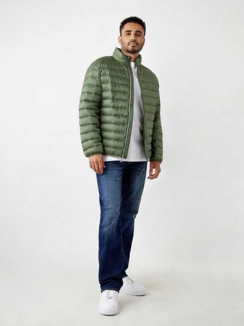 Chaqueta True Religion Horseshoe Logo Puffer Hombre Marrones Verde | Colombia-TPBLXSG72