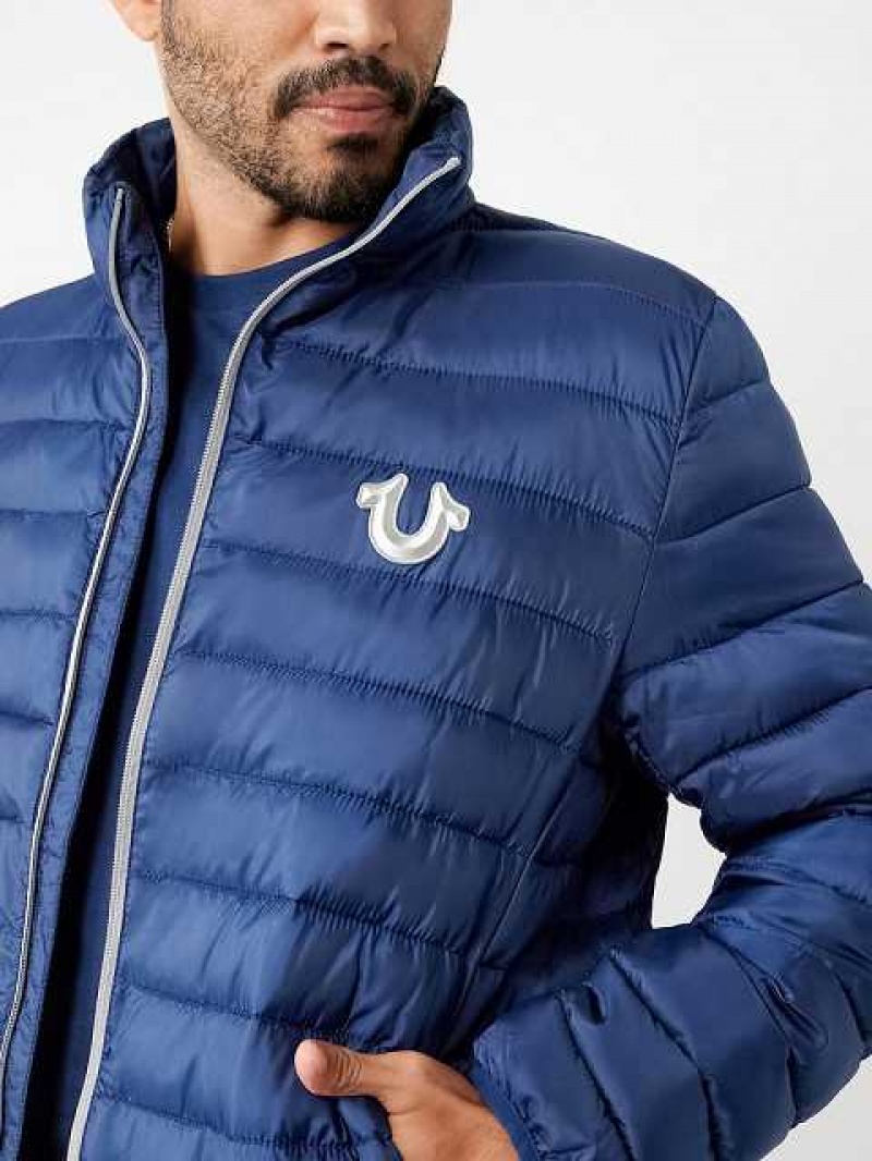 Chaqueta True Religion Horseshoe Logo Puffer Hombre Azul Marino Azules | Colombia-HIDLRQJ76