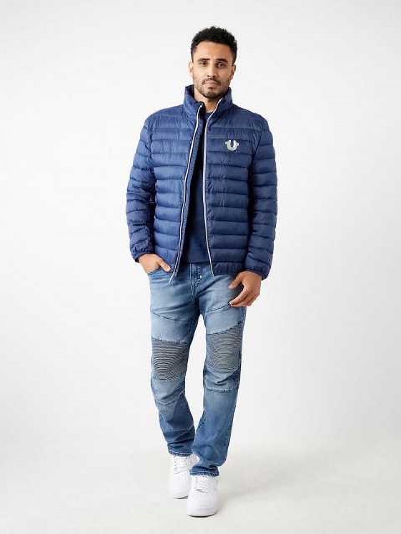 Chaqueta True Religion Horseshoe Logo Puffer Hombre Azul Marino Azules | Colombia-HIDLRQJ76