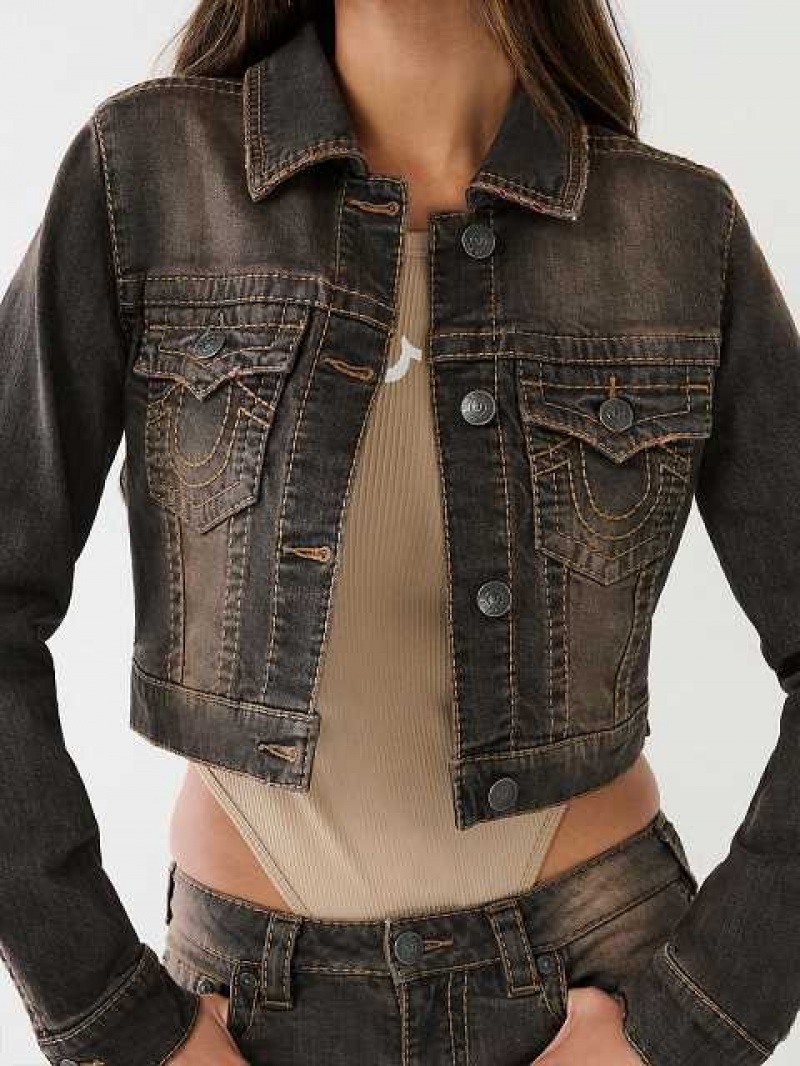 Chaqueta True Religion Jimmy Big T Crop Denim Mujer Azules Oscuro | Colombia-OFPWUIR41