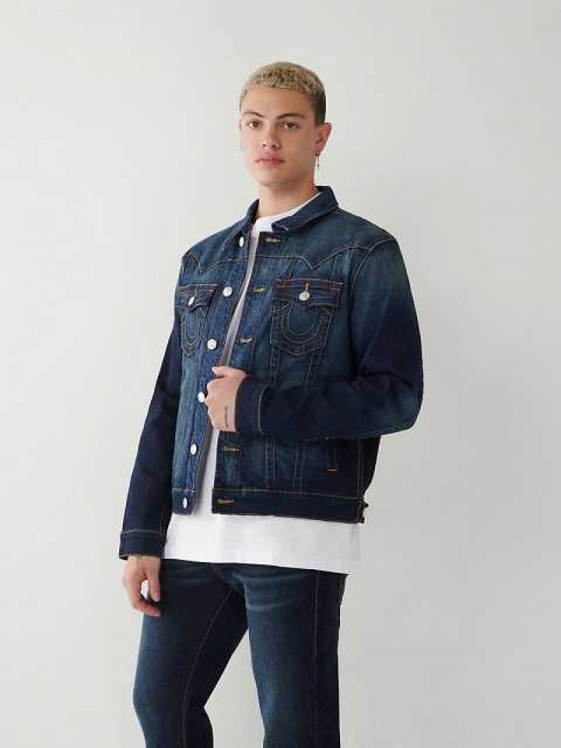 Chaqueta True Religion Jimmy Denim Hombre Azules Oscuro | Colombia-POIQTYL41