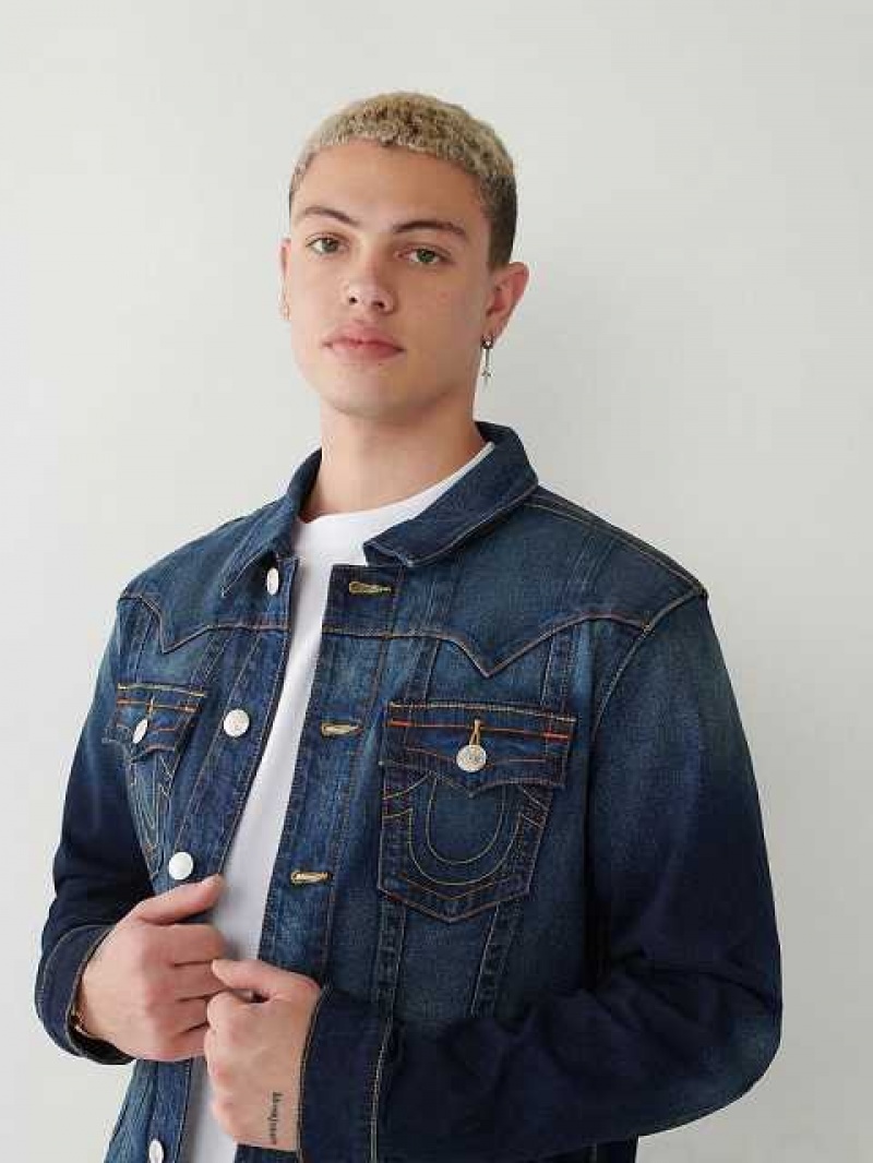 Chaqueta True Religion Jimmy Denim Hombre Azules Oscuro | Colombia-POIQTYL41