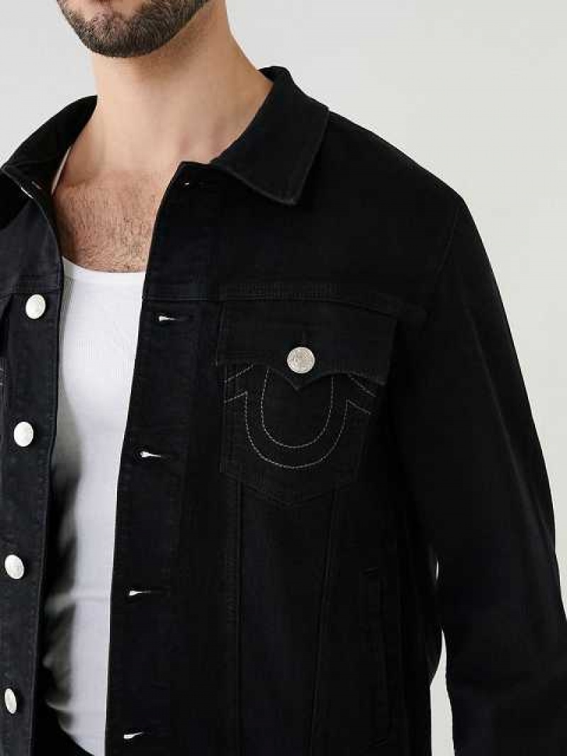 Chaqueta True Religion Jimmy Denim Trucker Hombre Negras | Colombia-KIGNPTW47