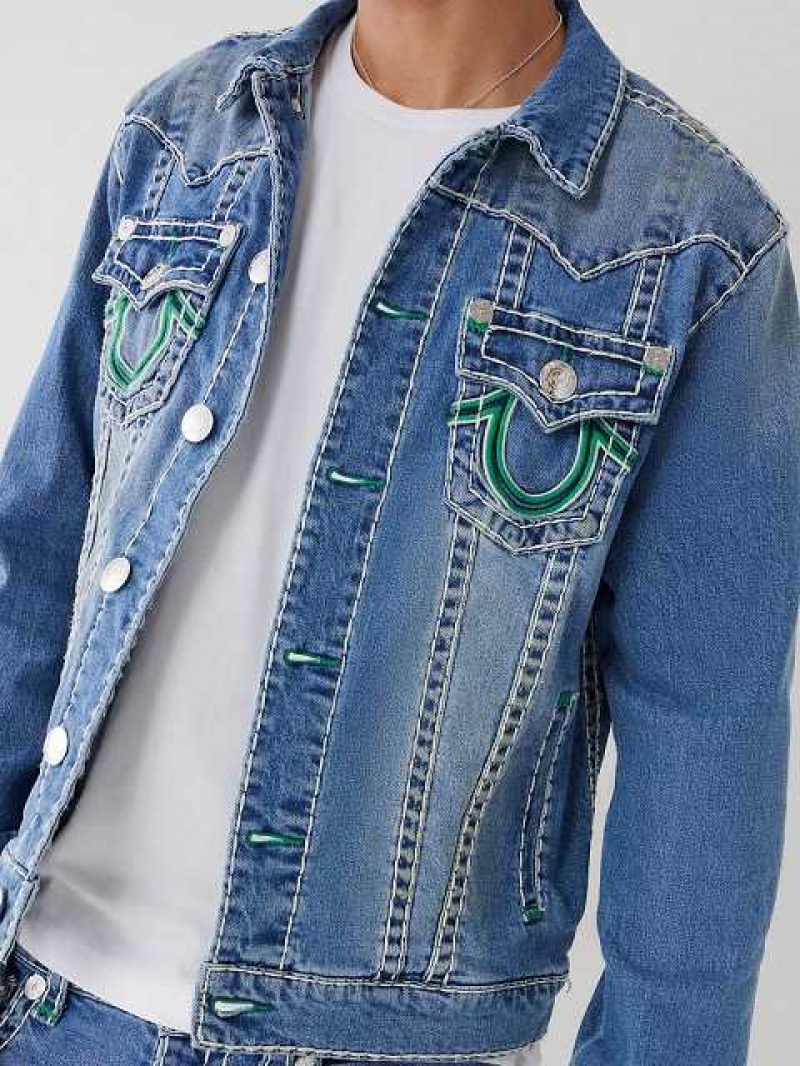 Chaqueta True Religion Jimmy Double Raised Hs Super T Denim Hombre Azules | Colombia-UYTVBWX48