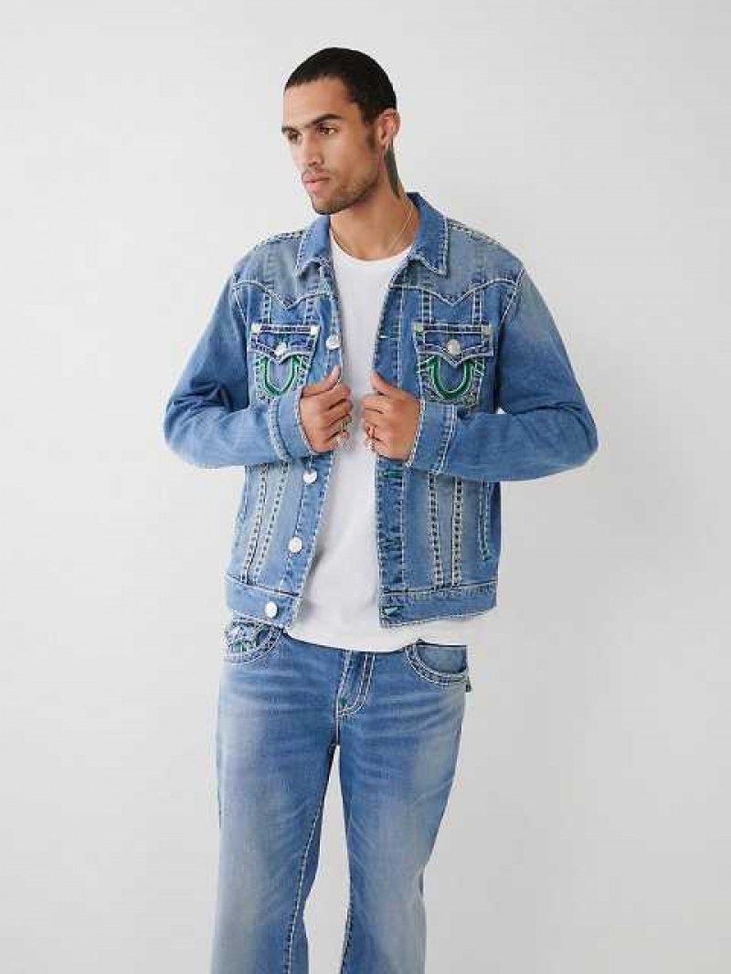 Chaqueta True Religion Jimmy Double Raised Hs Super T Denim Hombre Azules | Colombia-UYTVBWX48