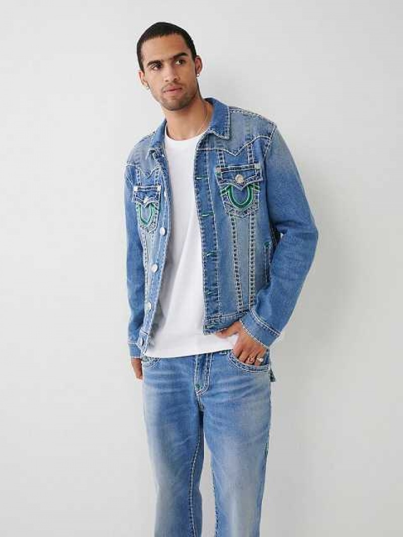 Chaqueta True Religion Jimmy Double Raised Hs Super T Denim Hombre Azules | Colombia-UYTVBWX48