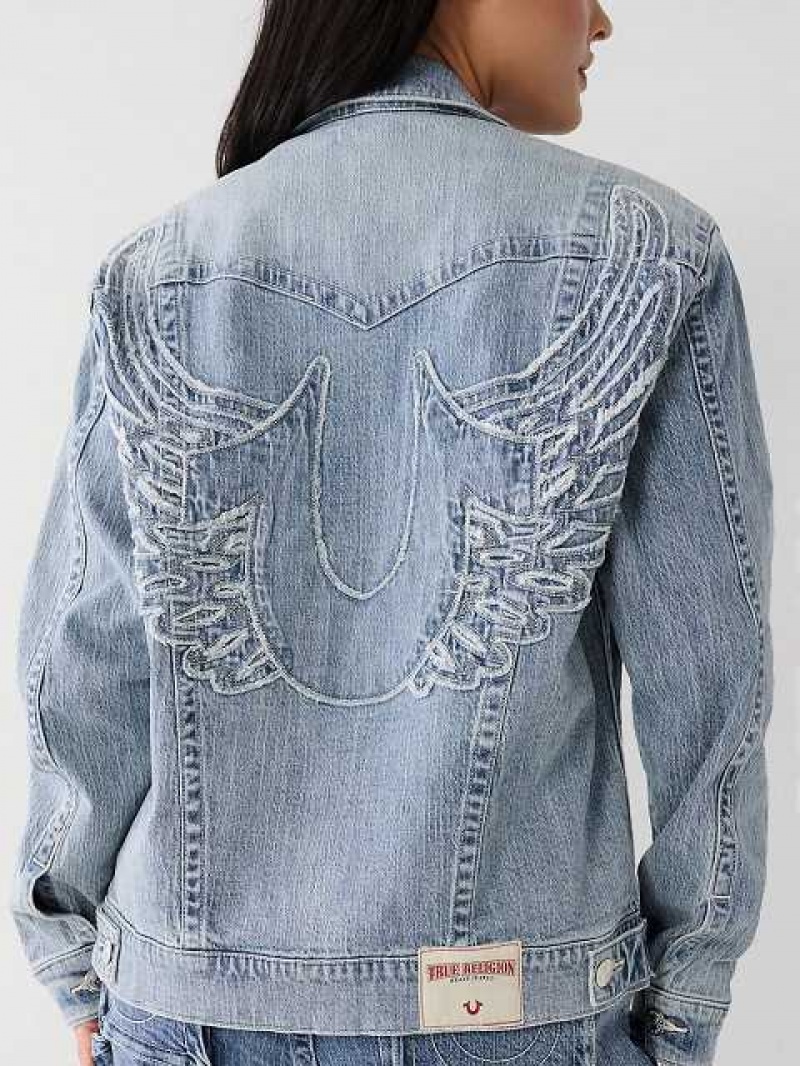 Chaqueta True Religion Jimmy Horseshoe Relaxed Denim Mujer Azules | Colombia-JOUAVBG39